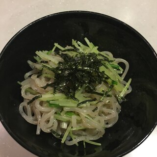 水菜と糸こんにゃくの明太子炒め